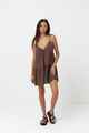 RHYTHM LADIES CLASSIC TIERED MINI DRESS - CHOCOLATE