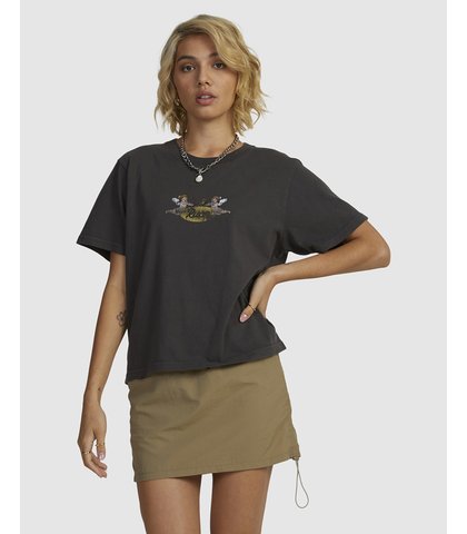 RVCA LADIES ANGLES EASY TEE - WASHED BLACK
