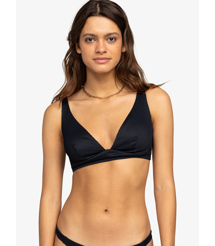 ROXY LADIES RIB ROXY LOVE THE ROLLER BIKINI TOP - BLACK