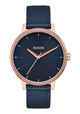 NIXON KENSINGTON LEATHER WATCH - NAVY / ROSE GOLD