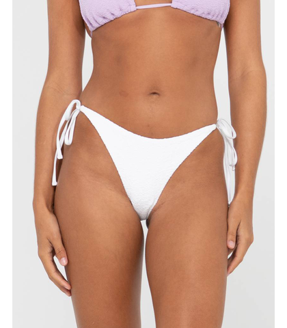 RUSTY LADIES SANDALWOOD MIDI SIDE TIES BIKINI PANT - BRIGHT WHITE
