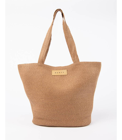 RUSTY LADIES GISELE STRAW BEACH BAG - CHOC / HONEY