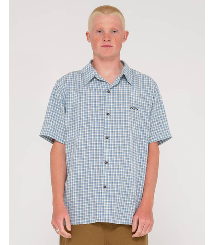 RUSTY MENS DATSUN CHECK SHIRT - BRIGHT COBALT