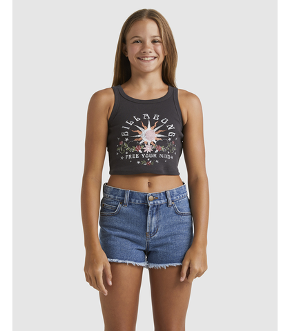 BILLABOONG GIRLS FREE THE MIND CROP TANK - BLACK SANDS