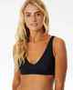 RIPCURL LADIES PREMIUM SURF D/DD DEEP V BIKINI TOP - BLACK