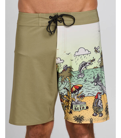 MAD HUEYS MENS BIG DAY FOR IT BOARDSHORT - DUSTY GREEN