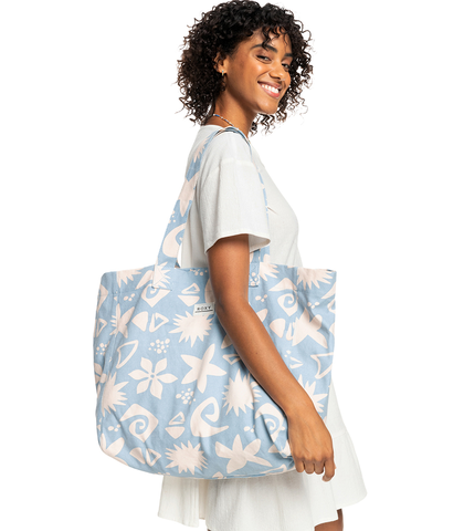 ROXY ANTI BAD VIBES PRINTED TOTE BAG - SKY COOL