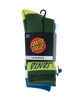 SANTA CRUZ BOYS SOLID STACK STRIP CREW SOCK 4 PACK - SIZE 2-8
