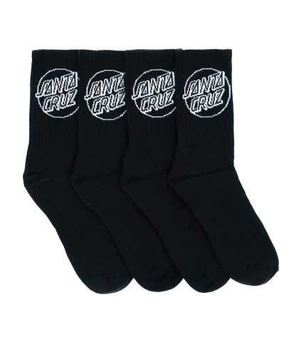 SANTA CRUZ MENS OTHER DOT CREW SOCK 4 PACK - BLACK - SIZE 7-11