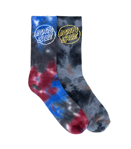 SANTA CRUZ MENS OPUS DOT CREW SOCK 2 PACK - TIE DYE  SIZE 7-11