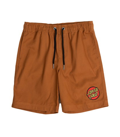 SANTA CRUZ BOYS CLASSIC DOT SWITCH ELASTIC WAIST SHORT - BROWN