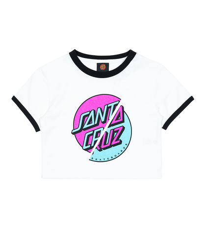 SANTA CRUZ GIRLS DOUBLE DOT FRONT BABY TEE - WHITE