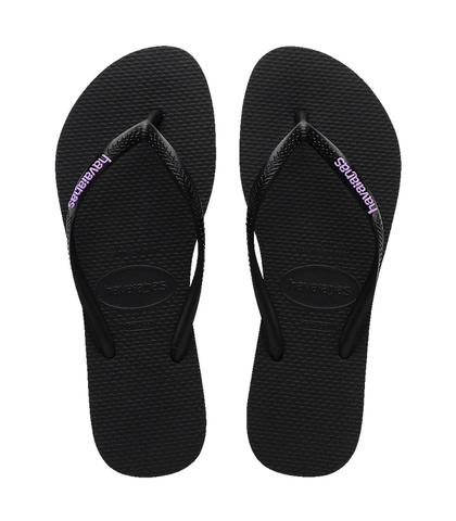 HAVAIANAS SLIM LOGO POP UP JANDAL - BLACK LAVANDER