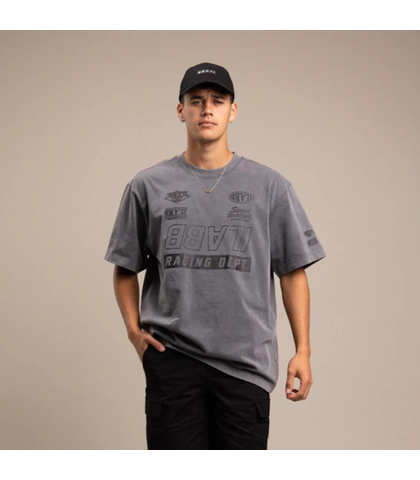 ILABB MENS RACE 3.0 OVERSIZED BLOCK TEE - GRAVEL