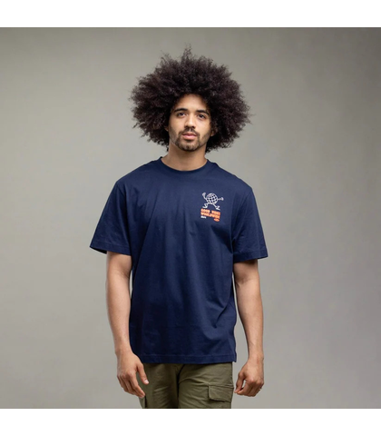 ILABB MENS VIBES OVERSIZED BLOCK TEE - NAVY