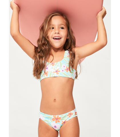 ROXY TODDLER GIRLS HAWAIIAN SPIRIT BRALETTE BIKINI SET - ARUBA BLUE