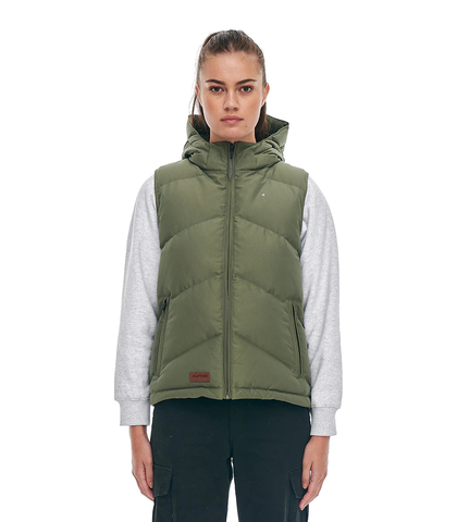 HUFFER LADIES CLASSIC DOWN PUFFER VEST - KHAKI