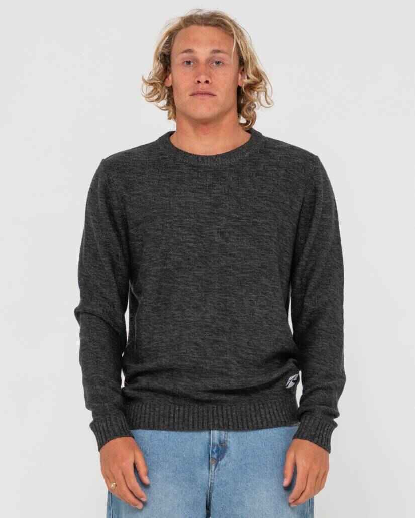 RUSTY MENS SKYLINER CREW NECK KNIT - BLACK MARLE - Mens-Tops : Sequence ...