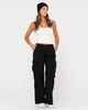 RUSTY LADIES TANK GIRLS LOW RISE WIDE LEG CARGO PANT - BLACK