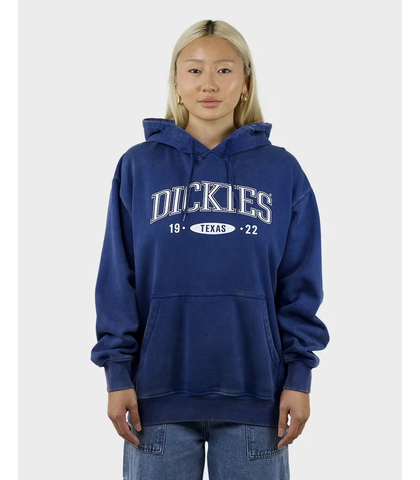 DICKIES LADIES GALVESTON SLOUCH HOODY - ROYAL BLUE ACID WASH