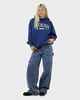 DICKIES LADIES GALVESTON SLOUCH HOODY - ROYAL BLUE ACID WASH