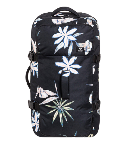 ROXY LADIES FLY AWAY TOO TRAVEL BAG - TRUE BLACK DELICATE FLOWERS