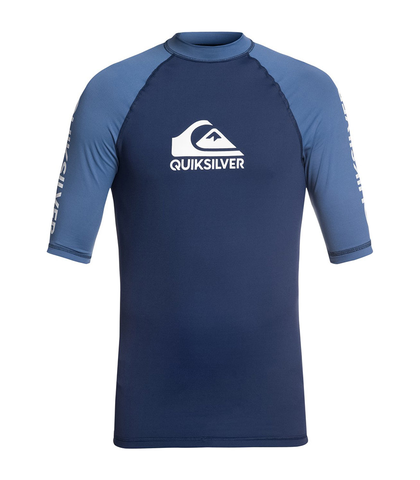 QUIKSILVER MENS ON TOUR S/S RASHSHIRT - MEDIEVAL BLUE