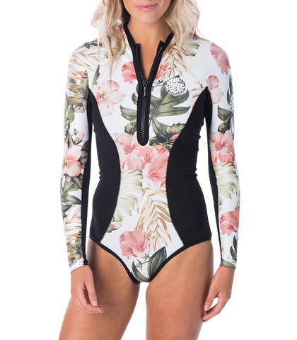 RIPCURL LADIES G BOMB L/S HI CUT SPRINGSUIT - WHITE