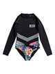 ROXY GIRLS ISLAND TRIP L/S ONESIE RASHIE SWIMSUIT - TRUE BLACK