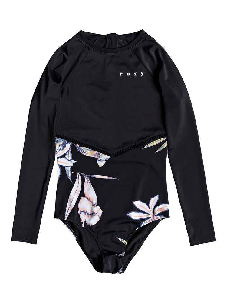 ROXY LADIES FIND YOUR WILD L/S ONESIE SWIMSUIT BLACK FLOWER Womens