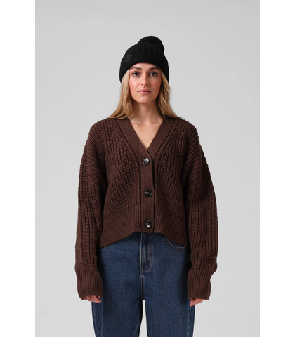 RPM LADIES CHUNKY CARDIGAN - CHOCOLATE