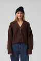 RPM LADIES CHUNKY CARDIGAN - CHOCOLATE
