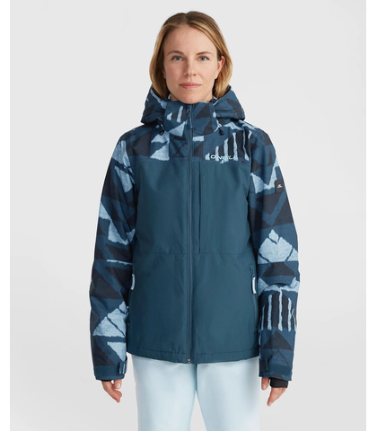 O'NEILL LADIES APLITE PLUS SNOW JACKET - BLUE TRIANGLE IKAT