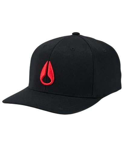NIXON DEEP DOWN ATHLETIC FLEX FIT CAP - BLACK / RED