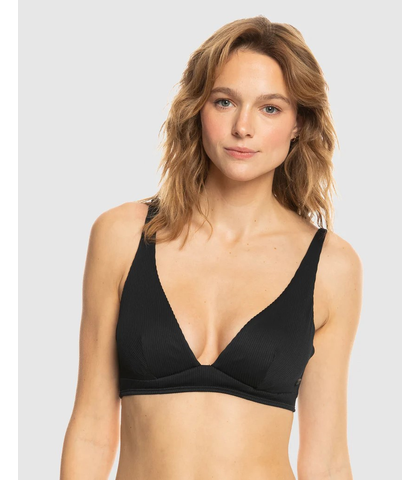 ROXY LADIES RIB ROXY LOVE THE ROLLER BIKINI TOP - BLACK