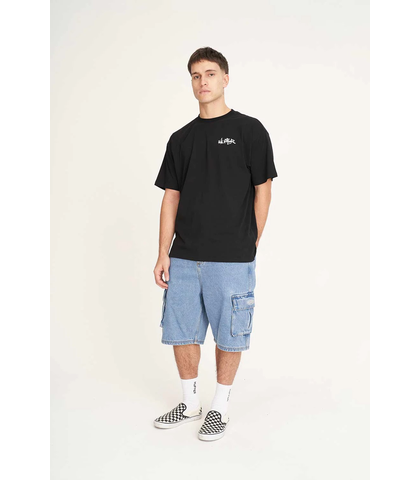 HUFFER MENS BLOCK TEE - ETCHING - BLACK