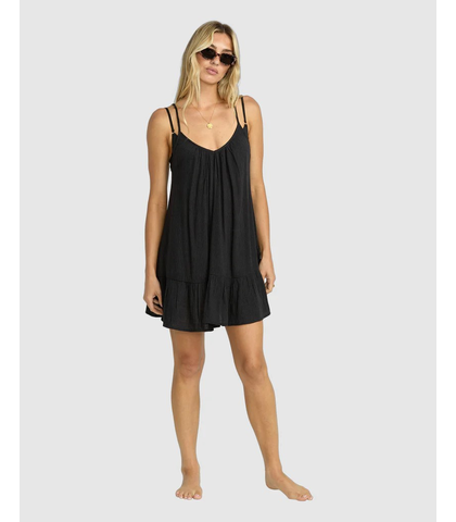 BILLABONG LADIES BEACH VIBES CVRUP DRESS - BLACK PEBBLE