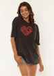 AMUSE SOCIETY AMUSE HEART S/S BOYFRIEND TEE - CHARCOAL