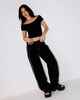 RUSTY LADIES FLIP MOMMY LOW RISE WIDE LEG JEAN - BLACK OUT