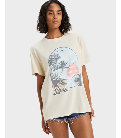 ROXY SUNNY OVERSIZE STONE WASH TOP - PARCHMENT