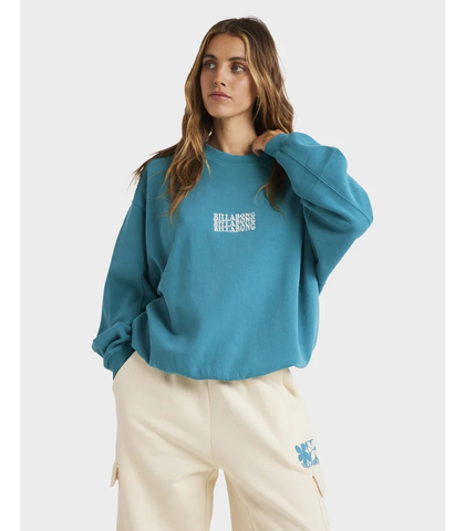 BILLABONG LADIES SURF HIGH KENDALL CREW - DEEP TEAL 