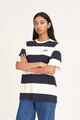 HUFFER LADIES BENSON RELAX TEE - NAVY / CHALK