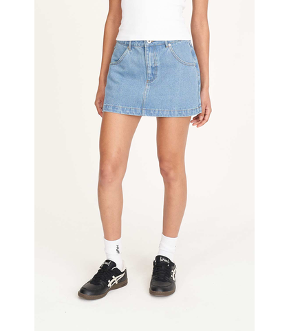 HUFFER LADIES 97 DENIM MINI SKIRT - DRIFT BLUE