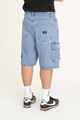 HUFFER MENS STRA BAGGY CARGO DENIM SHORT - BLUE WASH