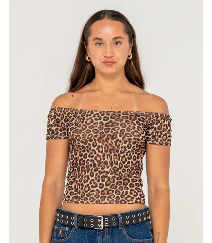 RUSTY LADIES CIAO BELLA OFF SHOULDER TOP - JAVA