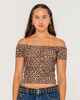 RUSTY LADIES CIAO BELLA OFF SHOULDER TOP - JAVA