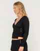 RUSTY LADIES I KISSED A PEARL LACE WRAP L/S TOP - BLACK