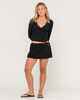 RUSTY LADIES I KISSED A PEARL LACE WRAP L/S TOP - BLACK