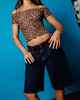 RUSTY LADIES BETHANY BAGGY LOW RISE DENIM JORT - DEEP SEA BLUE