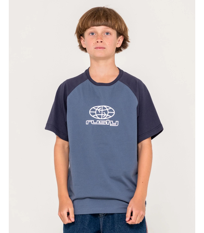 RUSTY BOYS WAGWAN RAGLAN SLEEVE S/S TEE - CHINA BLUE